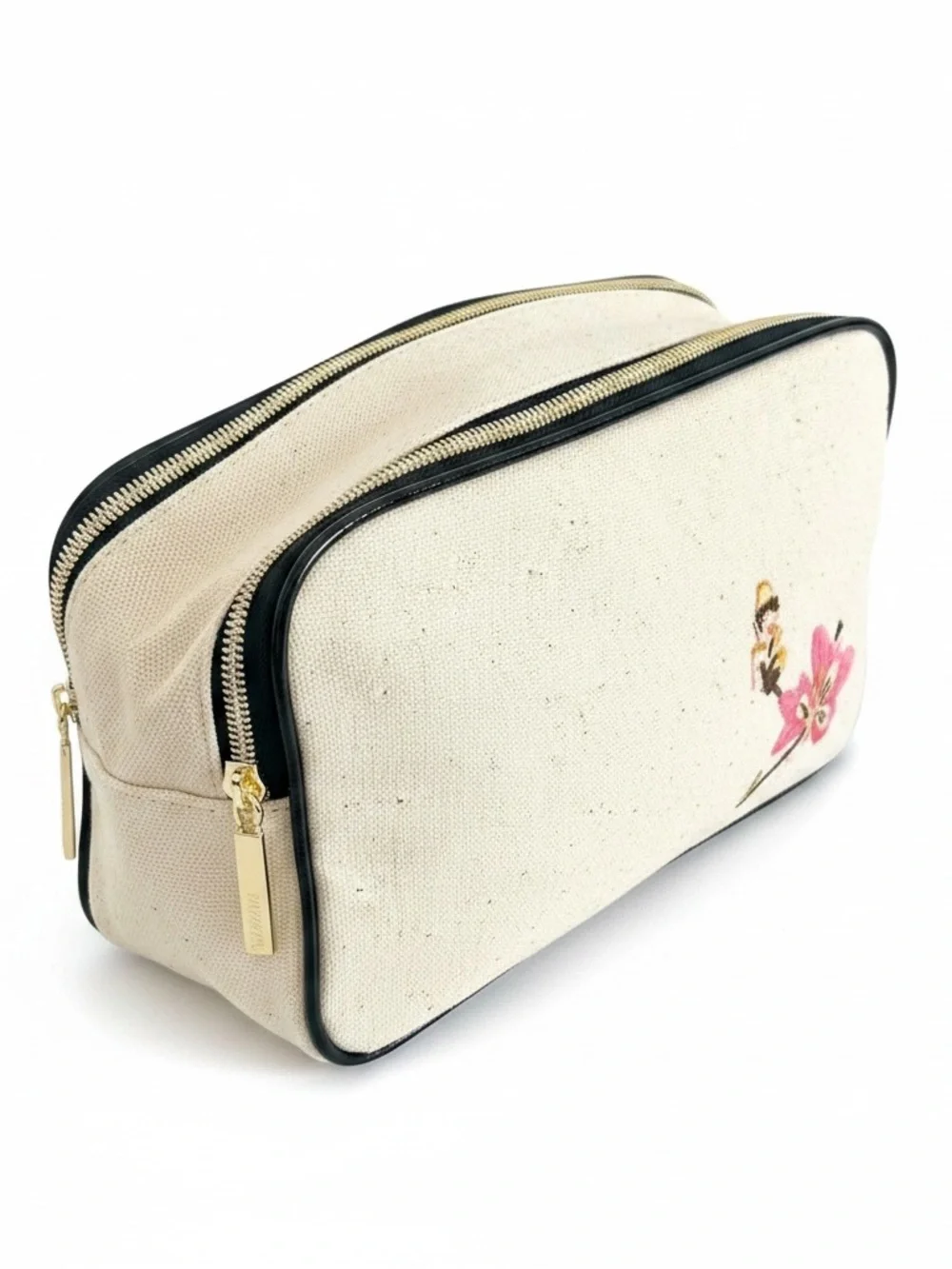 Lancôme Paris Scooter Cosmetic Makeup Travel Bag Double Zip Canvas New